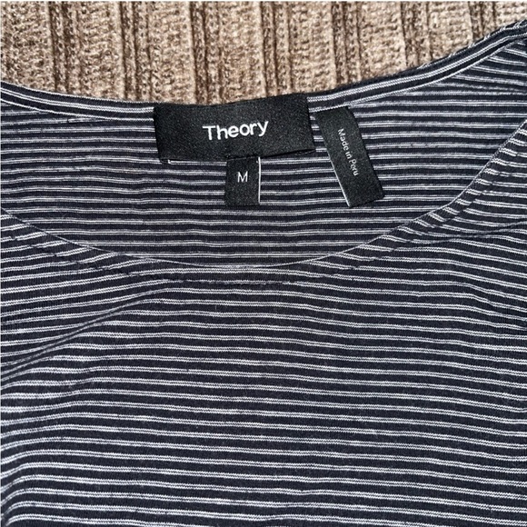 Theory Black and Gray Striped Midi Dress- Medium - Picture 2 of 5